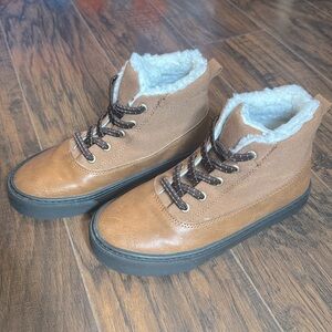 Old Navy Brown Faux Leather Ankle Boots with Sherpa  Lining